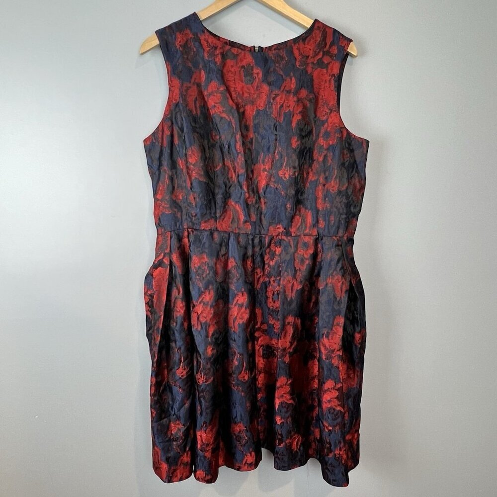 Coldwater Creek Dark Red Knee Length Dress Womens Size 16 Jacquard Goth NWOT